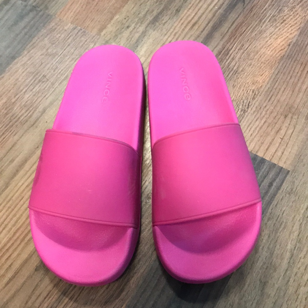Vince hot pink rubber slides. Size 7